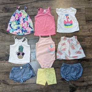Carter's 9 Month Baby Girl Summer Bundle Tank Tops Shorts Outfits Sets 9 Pieces